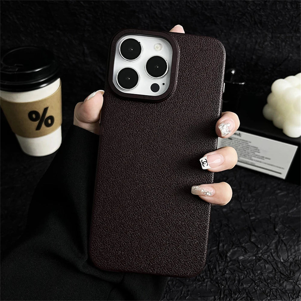 Cute Phone Cases For iPhone 16, 15, 14 Plus, 13, and 12 Pro Max - Leather Texture Hard PC Thin Cover - TSP424 - Touchy Style