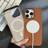 Cute Phone Cases For iPhone 16, 15, 14 Plus, 13, and 12 Pro Max - Leather Texture Hard PC Thin Cover - TSP424 - Touchy Style