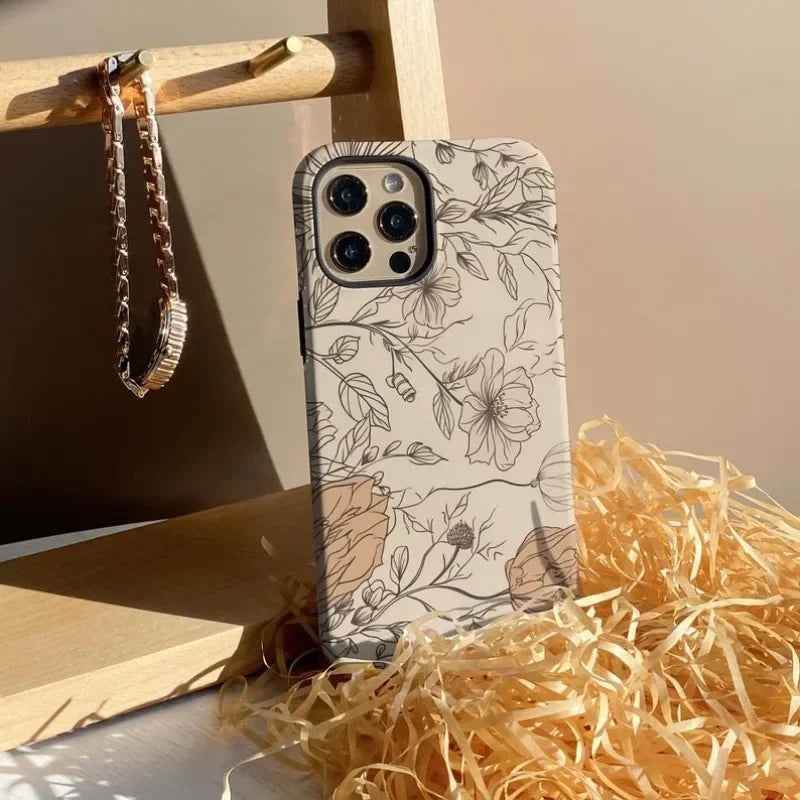 Cute Phone Cases For iPhone 16 Pro Max, 15, 14, 13, 12, and 11 Pro Plus - Flowers Acrylic TPU Cover - TSP515 - Touchy Style