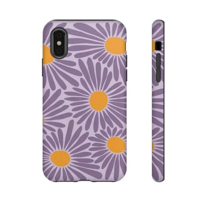 Cute Phone Cases for iPhone 16 Pro Max, 15, 14, 13, 12, and 11 Pro Plus - Purple Daisy Floral Acrylic Cover - TSP509 - Touchy Style