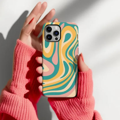 Cute Phone Cases For iPhone 16 Pro Max, 15, 14, 13, 12, or 11 Pro or Pro Max - Groovy Waves Acrylic Cover - TSP521 - Touchy Style