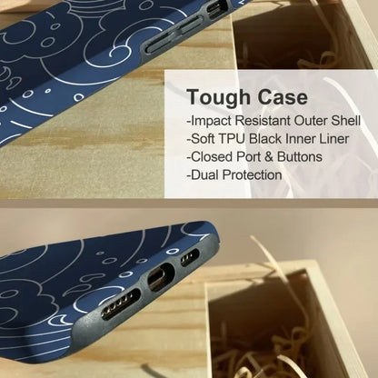 Cute Phone Cases For iPhone 16ProMax, 15, 14, 13, 12, and 11 PRO Plus - Blue Ocean Waves Cover - TSP511 - Touchy Style