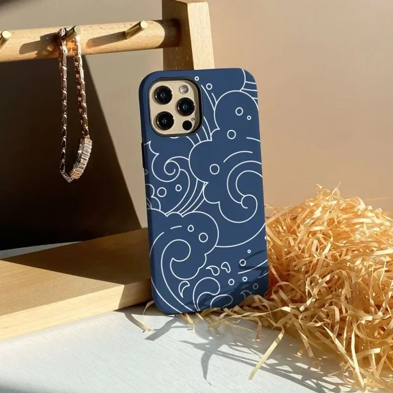 Cute Phone Cases For iPhone 16ProMax, 15, 14, 13, 12, and 11 PRO Plus - Blue Ocean Waves Cover - TSP511 - Touchy Style