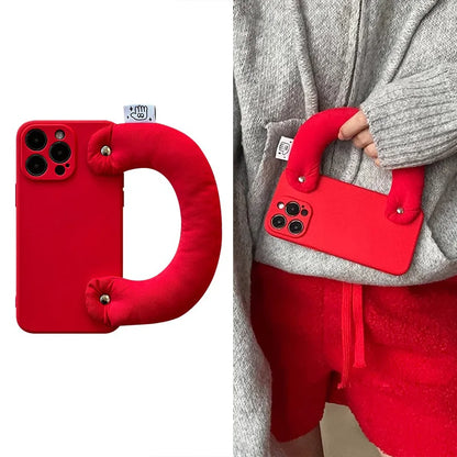 Cute Phone Cases for iPhones 16, 15, 14, 13, 12, 11, Pro Max, 7, 8 Plus, and Xs XR with Puff Wrist Chain - Candy Red Solid Color - TSP490 - Touchy Style