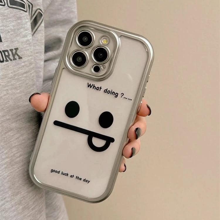 Cute Phone Cases: Funny Black Smile Pattern Clear Back Cover for iPhone 11-15 Pro Max - TSP304 - Touchy Style