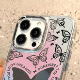 Cute Phone Cases: Lovely Butterfly Silver Mirror Back Cover with Cat Ears for iPhone 11-15 Pro Max - TSP288 - Touchy Style