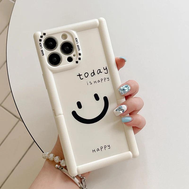 Cute Phone Cases - Lucky Happy Smile Holder Stand Case for iPhone 15/14/13/12 Pro Max - TSP292 - Touchy Style