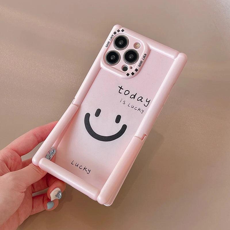 Cute Phone Cases - Lucky Happy Smile Holder Stand Case for iPhone 15/14/13/12 Pro Max - TSP292 - Touchy Style