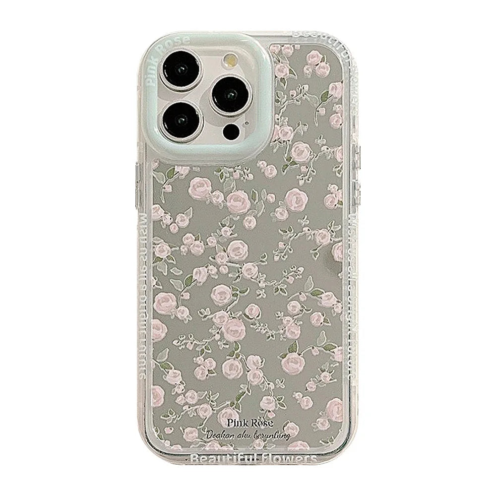 Cute Phone Cases: Pink Rose Makeup Mirror for iPhone 15 Pro Max, 14, 13, 12, and 11 - TSP300 - Touchy Style