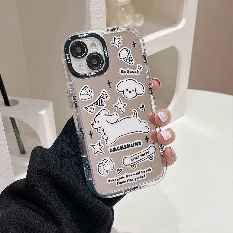 Cute Phone Cases: Sweet White Puppy Mirror Case for iPhone 15 Pro Max &amp; 14/13/12 - TSP302 - Touchy Style