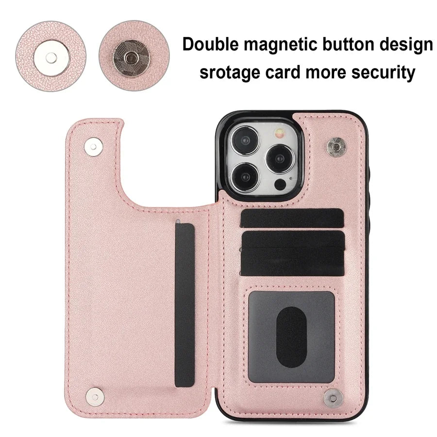 Cute Phone Cases with Card Slot Flip for iPhone 16 Pro Max, 15, 14, 13, 12, 11, SE 3, SE 2, XS, XR, 8, and 7 Plus - TSP377 - Touchy Style