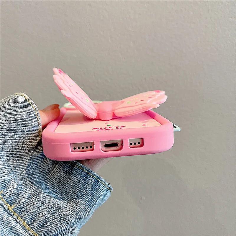 Cute Pink 3D Butterfly Phone Case for iPhone 11, 12, 13, 14, 15 Pro Max - Touchy Style