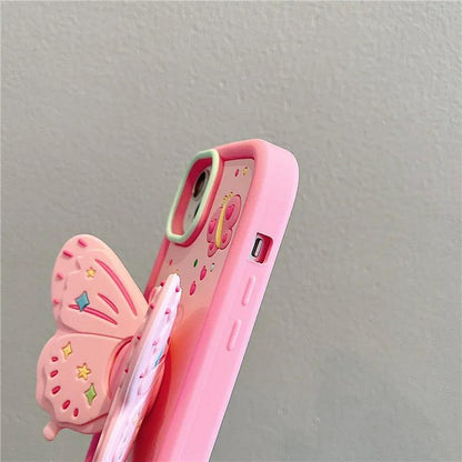 Cute Pink 3D Butterfly Phone Case for iPhone 11, 12, 13, 14, 15 Pro Max - Touchy Style