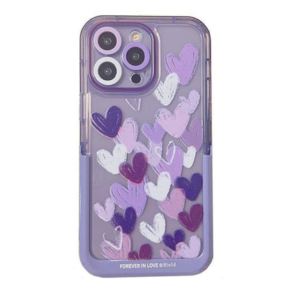 Cute Purple Heart Phone Cases with Invisible Holder for iPhone 13, 11, 12, 14 Pro Max, 14 Plus - Touchy Style