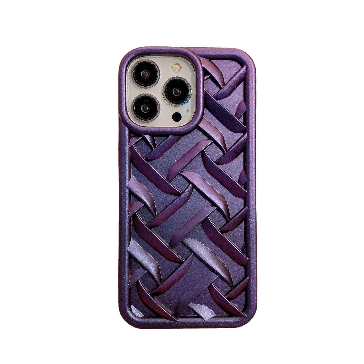 Cute Purple Weave Knit Laser-Plating Phone Cases for iPhone 11 Pro Max, 12, 13, and 14 - Touchy Style