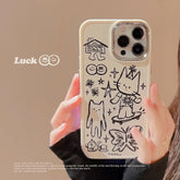 Cute Skateboard Rabbit Graffiti Plating Phone Case for iPhone 15, 14, 13, 12, 11 Pro Max, XR, X, 7, 8, 14 Plus - Touchy Style .