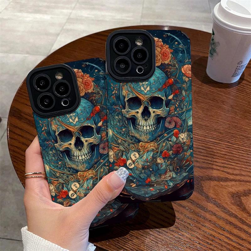 Cute Skeleton Skull Pattern Phone Case for iPhone 15, 14, 13, 12, 11 Pro Max, Mini, X, XS Max, XR, 7, 8 Plus, SE - Touchy Style