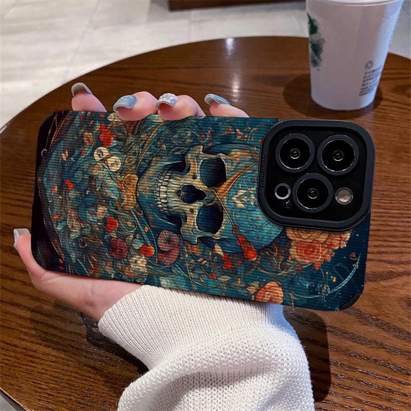 Cute Skeleton Skull Pattern Phone Case for iPhone 15, 14, 13, 12, 11 Pro Max, Mini, X, XS Max, XR, 7, 8 Plus, SE - Touchy Style