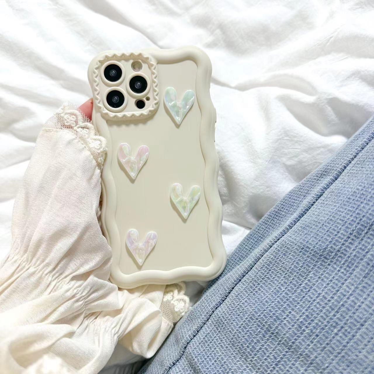 Cute Sweet Soft Laser Heart Phone Cases for iPhone 11 Pro Max, 12, 13, and 14 - Touchy Style