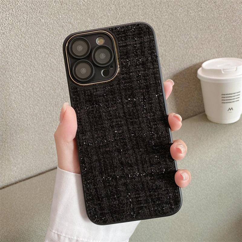 Cute Tweed Fabric Lattice Phone Case Cover For iPhone 14 13 12 And 11 Pro Max - Touchy Style