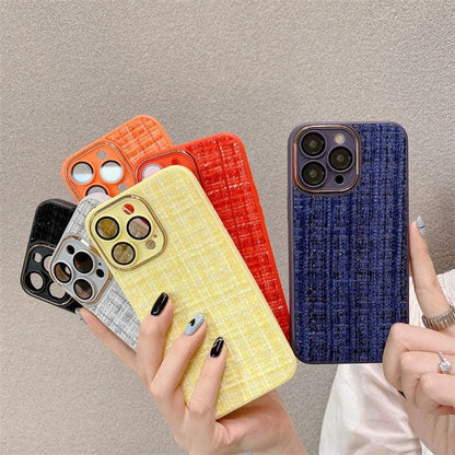 Cute Tweed Fabric Lattice Phone Case Cover For iPhone 14 13 12 And 11 Pro Max - Touchy Style