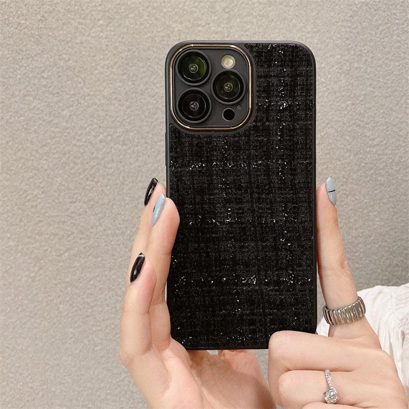 Cute Tweed Fabric Lattice Phone Case Cover For iPhone 14 13 12 And 11 Pro Max - Touchy Style