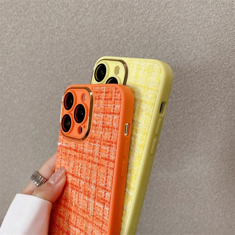 Cute Tweed Fabric Lattice Phone Case Cover For iPhone 14 13 12 And 11 Pro Max - Touchy Style