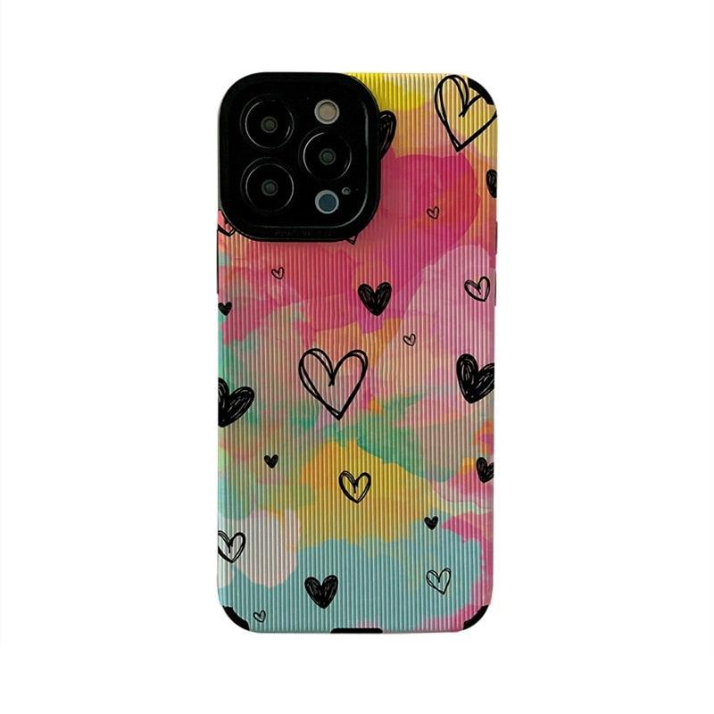 Cute Pink Heart Leopard Print Soft Wristband Phone Case Cover for iPhone 14,  13, 12, 11 Pro Max, 7, 8 Plus, X, XS, XR