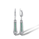 DB201 Charm Jewelry - 925 Sterling Silver Spinel Cubic Zirconia Long Earrings - Touchy Style