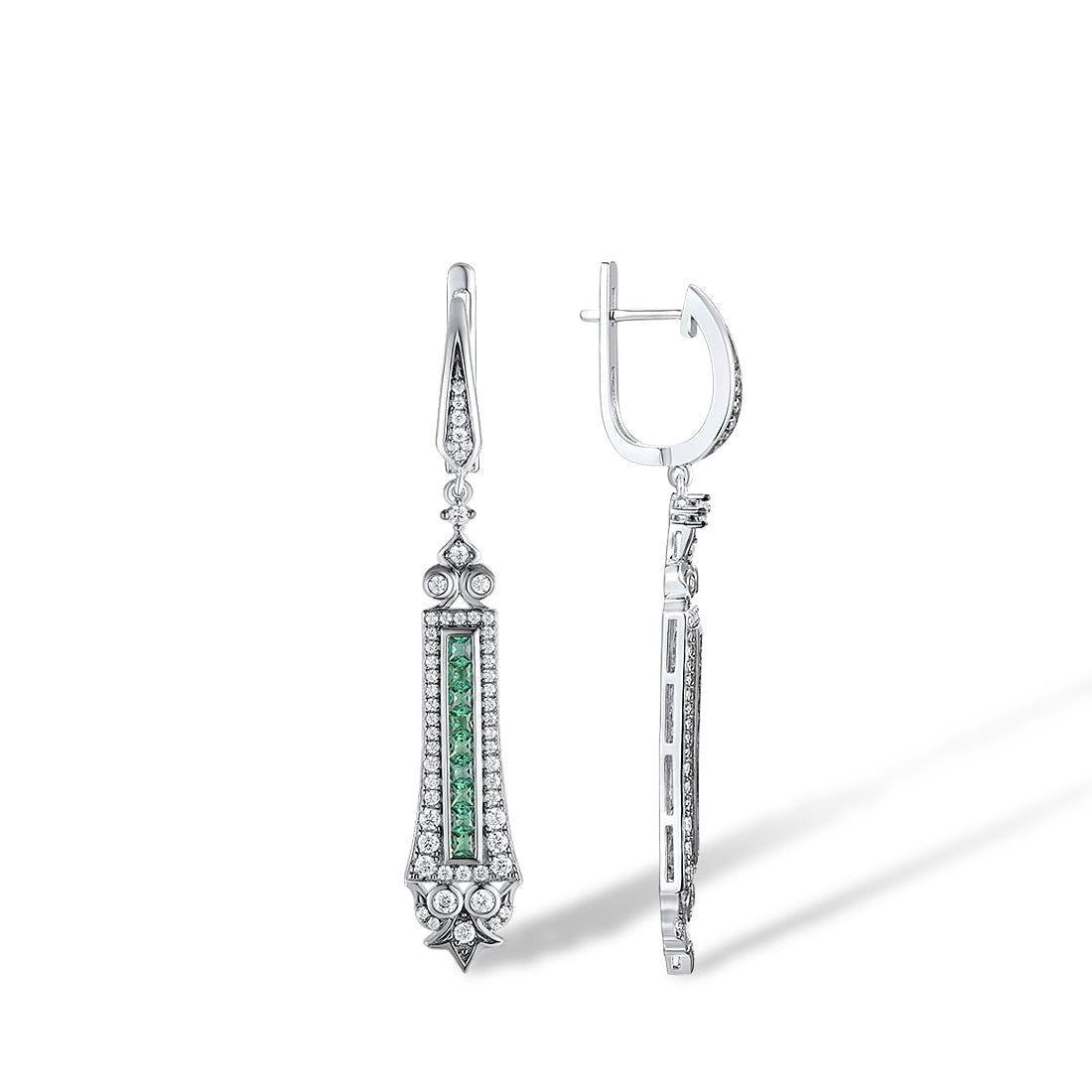 DB201 Charm Jewelry - 925 Sterling Silver Spinel Cubic Zirconia Long Earrings - Touchy Style