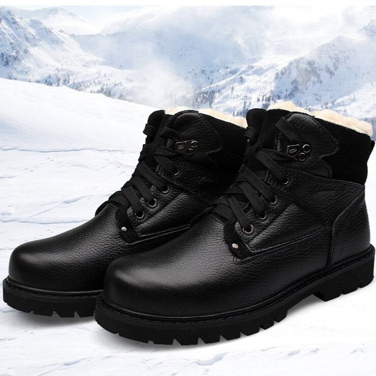 Leather Motorcycle Ankle Boots - Men's Casual Shoes EN136 Black / 40