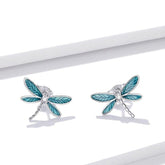 Dragonfly Earrings Charm Jewelry - 925 Sterling Silver (GX300) - Touchy Style .