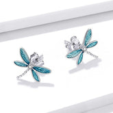 Dragonfly Earrings Charm Jewelry - 925 Sterling Silver (GX300) - Touchy Style .