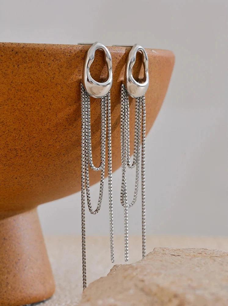 Drop Dangle Earrings Charm Jewelry - Geometric Tassel Chain - TSJ37 - Touchy Style