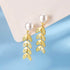 Drop Earrings Charm Jewelry - Golden Leafs with Pearl - TSJ139 - Touchy Style