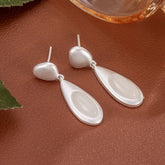 Drop Earrings Charm Jewelry - Matte Droplet, White Geometric Shape - TSJ145 - Touchy Style