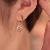 Drop Earrings Charm Jewelry -Tulip Flower Clear CZ Elegant Punk - TSJ132 - Touchy Style