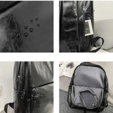 DV1231 Fashion Preppy Style Cool Backpack - PU Leather Bags - Touchy Style .