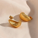 Earring Charm Jewelry Accessories Gold Color Metal Texture Geometric 18K Plated Stainless Steel YOS0304 - Touchy Style