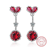 Earrings Charm Jewelry - Crystal Heart Red Blue Stone - ZOS0454 - Touchy Style