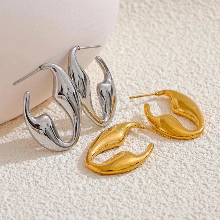 Earrings Charm Jewelry - Glossy Smooth Stainless Steel - TSJ55 - Touchy Style