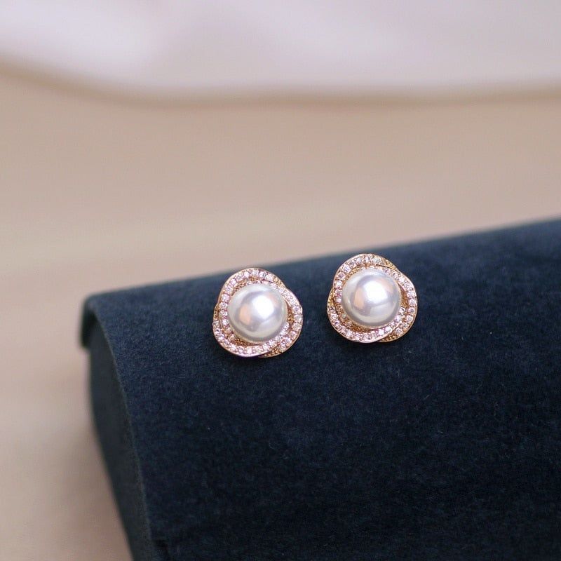 Earrings Charm Jewelry Round Pearl Classic Fashion QY133 - Touchy Style