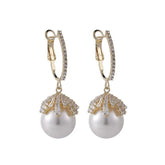 ECJ888 Charm Jewelry - S925 Zircon Crystal Pearl Earrings - Touchy Style .