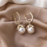 ECJ888 Charm Jewelry - S925 Zircon Crystal Pearl Earrings - Touchy Style .