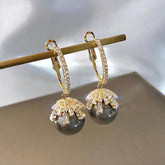 ECJ888 Charm Jewelry - S925 Zircon Crystal Pearl Earrings - Touchy Style .