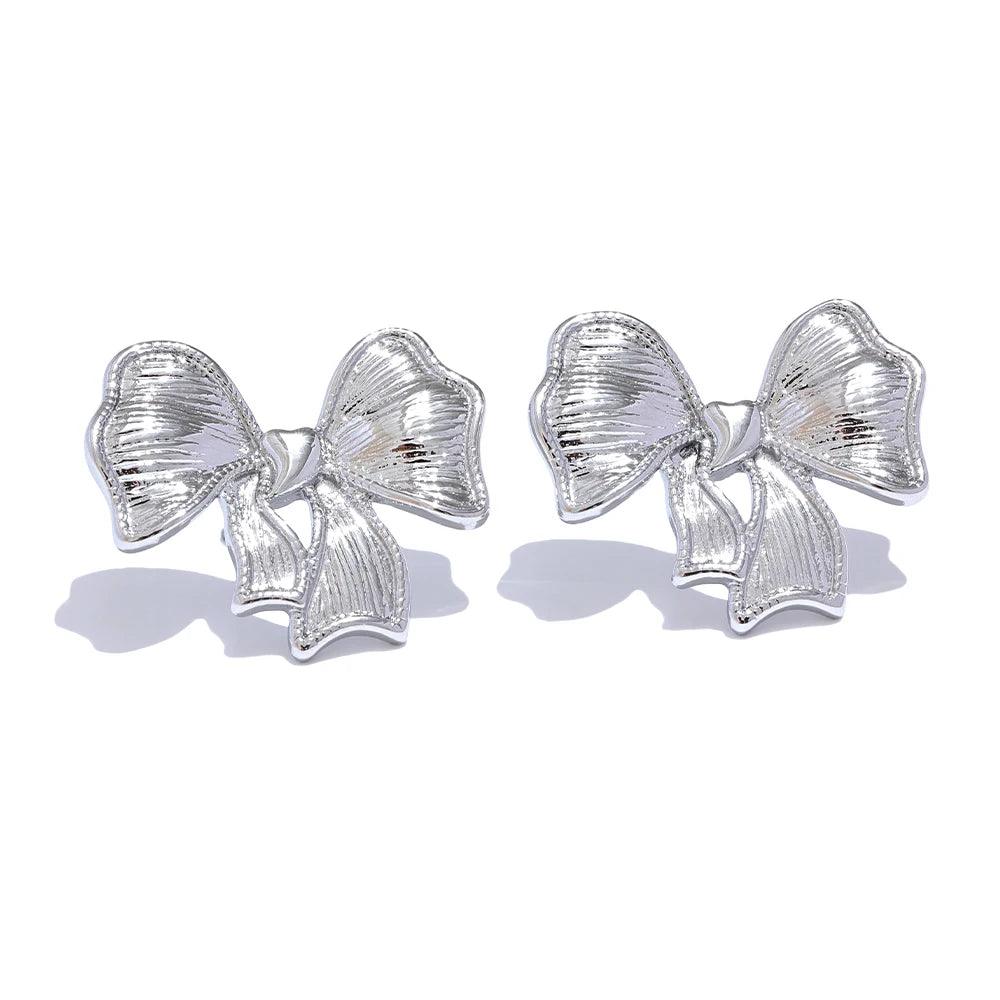 Elegant Bowknot Stud Earrings Charm Jewelry - Stainless Steel - TSJ39 - Touchy Style