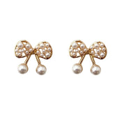 Elegant Pearl Bowknot Earrings Charm Jewelry XYS0206 Sweet Accessories - Touchy Style .