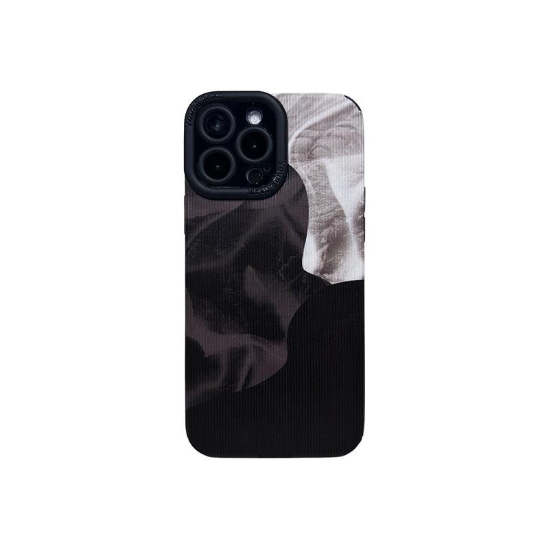 Elegant Spliced Silk Pattern: Cute Phone Case with Leather Soft Cover for iPhone 14, 13, 12 Pro Max, and 11 - Touchy Style