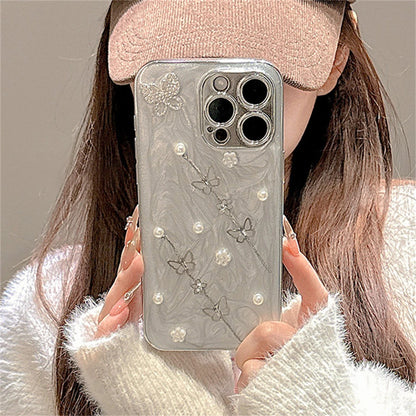 Epoxy Cute Phone Cases for iPhone 11, 12, 13, 14, 15, and 16 Pro Max Plus - 3D Butterfly Beads - TSP435 - Touchy Style