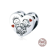 Family Heart Shape 925 Sterling Silver Pendant Charm Jewelry PCJWOS25 Without Chain - Touchy Style .